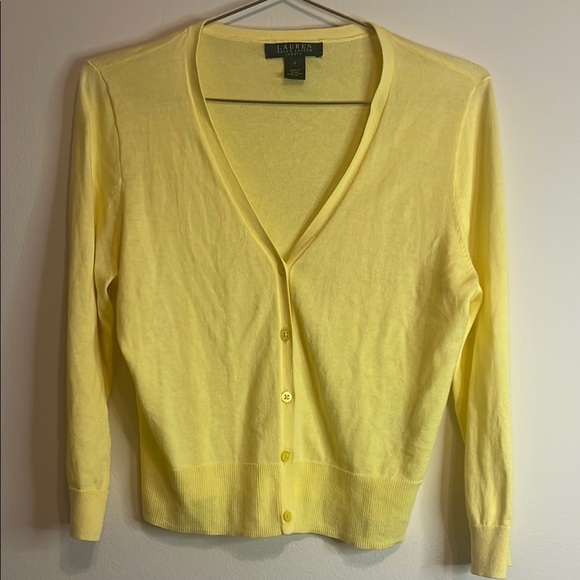 Ralph Lauren Sweaters - Ralph Lauren Yellow Cardigan Sweater Size Small